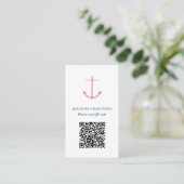QR-Code Rosa Navy Nautic Brautparty Registry Begleitkarte (Stehend Vorderseite)