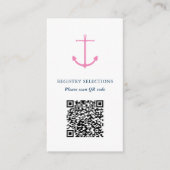 QR-Code Rosa Navy Nautic Brautparty Registry Begleitkarte (Vorderseite)