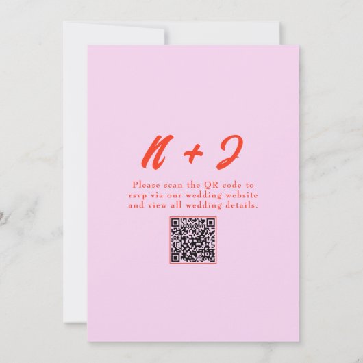 QR Code Rosa Orange Bright Funky Einzigartige Hoch Einladung (Rückseite)
