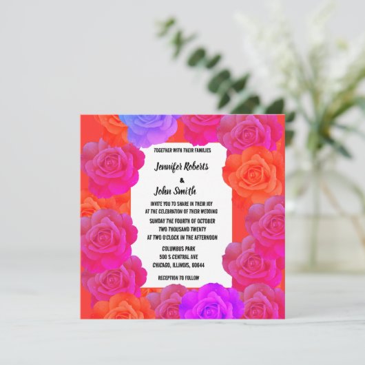 QR-Code Rosa Orange Lila Blumenzwiebeln Hochzeiten (Stehend Vorderseite)