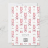 QR-Code Rosa Schleife Champagner Junggesellinnenab Einladung (Rückseite)