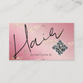 QR-Code Rosa und Gold-Haarstylist Visitenkarte (Vorderseite)