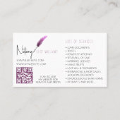 QR-Code Rosa und Weiß Minimalistisches Notar-Foto Visitenkarte (Rückseite)