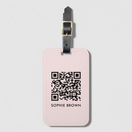 QR-Code Rosa Weibchenfarbener Scannable-Kontakt ve Gepäckanhänger (Vorderseite Vertikal)