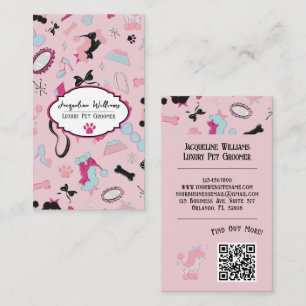 QR-Code Rosa Weiblicher Mid-Century-Tierpfleger II Visitenkarte