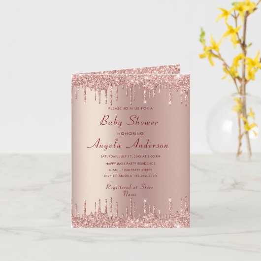 QR Code Rose Blush Girl Dusche Einladung (Gelbe Blume)