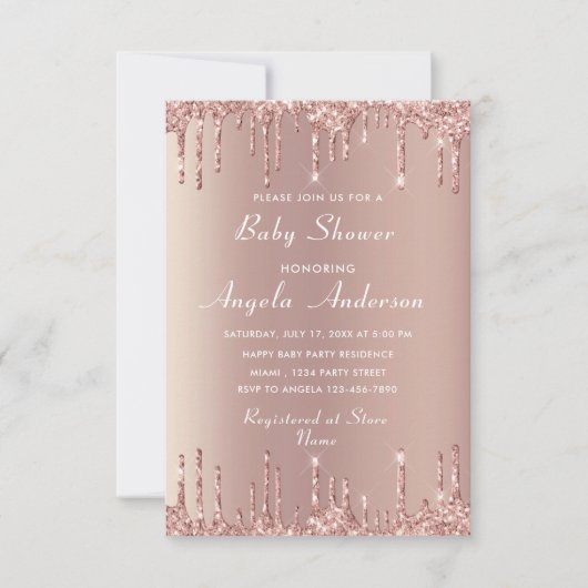 QR Code Rose Gold Baby Boy Shower Einladung (Vorderseite)