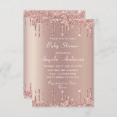 QR Code Rose Gold Baby Boy Shower Einladung (Vorne/Hinten)