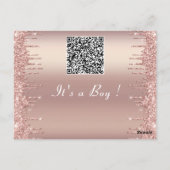 QR Code Rose Gold Baby Boy Shower Einladungskarte (Rückseite)