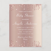 QR Code Rose Gold Baby Boy Shower Einladungskarte (Vorderseite)