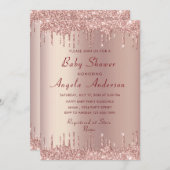 QR Code Rose Gold Baby Girl Dusche Einladung (Vorne/Hinten)