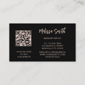 QR-Code | Rose Gold Black Floral Mandala Visitenkarte (Rückseite)