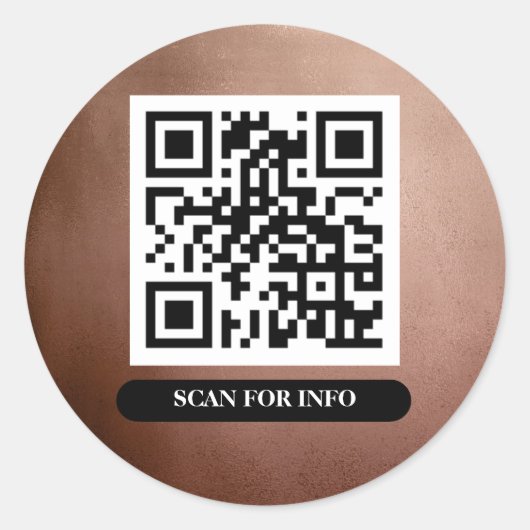 QR Code Rose Gold Einzigartiger Beruflicher Trendy Runder Aufkleber (Vorderseite)