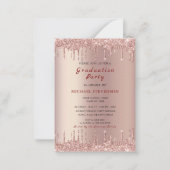 QR Code Rose Gold Glitzer Abschluss Einladung (Vorderseite)