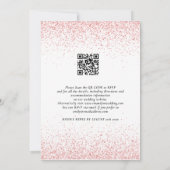 QR Code Rose Gold Glitzer Borders Wedding Einladung (Rückseite)