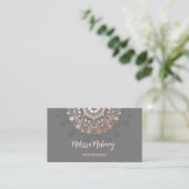 QR-Code | Rose Gold Gray Floral Mandala Visitenkarte (Stehend Vorderseite)