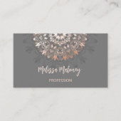 QR-Code | Rose Gold Gray Floral Mandala Visitenkarte (Vorderseite)