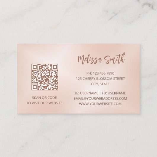 QR-Code | Rose Gold Mandala Turtle Visitenkarte (Rückseite)