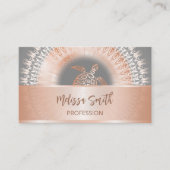 QR-Code | Rose Gold Mandala Turtle Visitenkarte (Vorderseite)