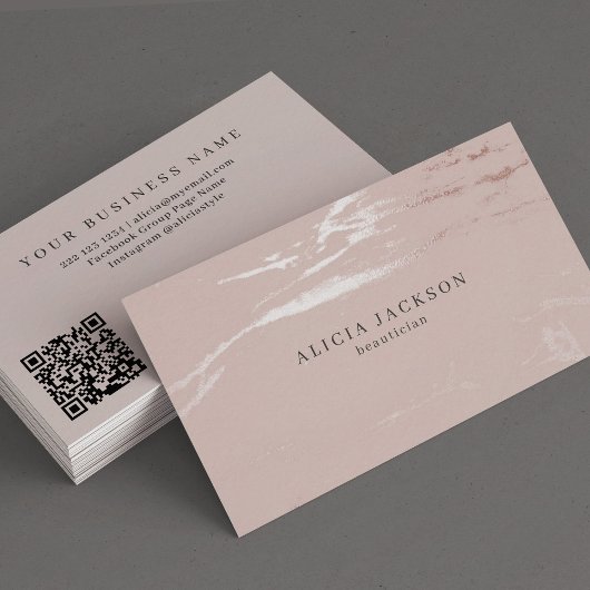 QR CODE Rose Gold silberfarbene Metallic scannen Visitenkarte
