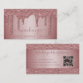 QR Code Rose Gold Sparkle Glitzer Tropfen Luxus Visitenkarte (Vorne/Hinten)