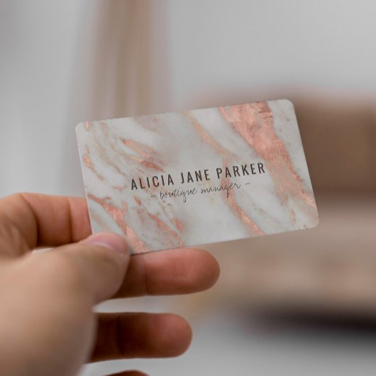 QR CODE Rose Goldbarren Marmorstein elegant Visitenkarte