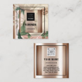 QR-CODE-Rose mit benutzerdefiniertem Logo Quadratische Visitenkarte (Vorne/Hinten)
