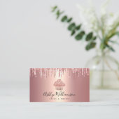 QR-Code-Roségold-Cupcake-Glitter-Drips-Bäckerei Visitenkarte (Stehend Vorderseite)