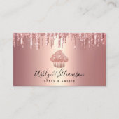 QR-Code-Roségold-Cupcake-Glitter-Drips-Bäckerei Visitenkarte (Vorderseite)