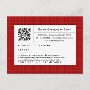 QR-Code: rot kariert Einladungspostkarte