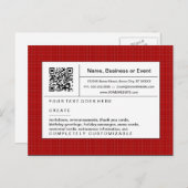QR-Code: rot kariert Einladungspostkarte (Vorne/Hinten)