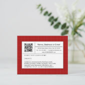 QR-Code: rot kariert Einladungspostkarte (Stehend Vorderseite)