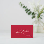 QR-Code rot modern Beauty-Influencer Visitenkarte (Stehend Vorderseite)