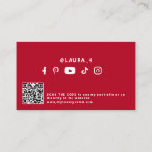 QR-Code rot modern Beauty-Influencer Visitenkarte (Rückseite)