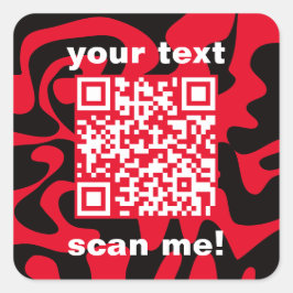QR-Code rot und schwarz hell modern Quadratischer Aufkleber