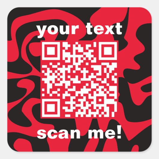 QR-Code rot und schwarz hell modern Quadratischer Aufkleber (Vorderseite)