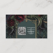QR Code Rote Rosen Gothic Halloween Hochzeit Begleitkarte (Vorderseite)