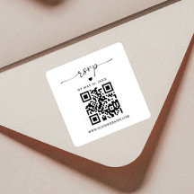 QR-Code-RSVP-Aufkleber | Square Rücksendeetikett