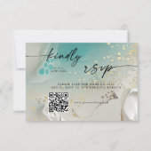 QR-Code RSVP | Ethereal Shoreline Teal Ozean Save The Date (Vorderseite)