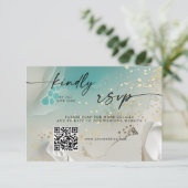QR-Code RSVP | Ethereal Shoreline Teal Ozean Save The Date (Stehend Vorderseite)