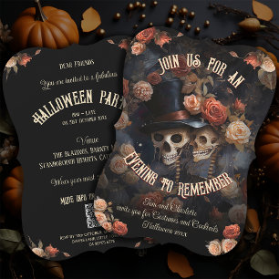 QR-Code-RSVP gotische küssende Skelette Halloween Einladung