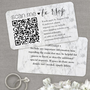 QR-Code RSVP Hochzeit Faux Marmor Umschlagkarte Visitenkarte