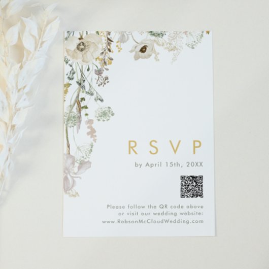 QR-Code-RSVP-Karte der Whimsistischen Wildblume Einladung
