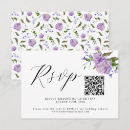 QR-Code-RSVP-Karte für lila Blumenhochzeiten RSVP Karte