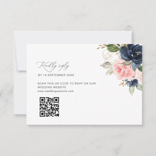QR-Code RSVP-Karte für Marine und Hochzeit Dankeskarte (Vorderseite)