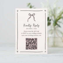 QR-Code-RSVP-Karte für rosa Ribbon - Whimsical Wed
