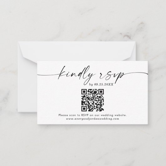 QR-Code RSVP-Karte | Modernes Minimalistisches Hoc Mitteilungskarte (Vorderseite)