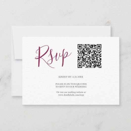 QR-Code RSVP-Karten Burgundy RSVP Karte (Vorderseite)