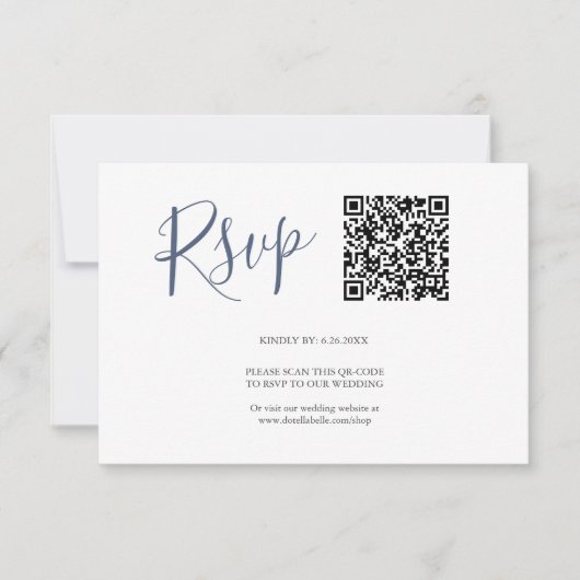QR-Code RSVP-Karten Navy Blue RSVP Karte (Vorderseite)