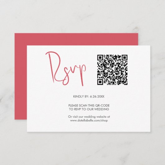 QR-Code RSVP-Karten Rot RSVP Karte (Vorne/Hinten)